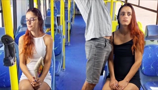 Public transport worker humps naughty girl in short dress!