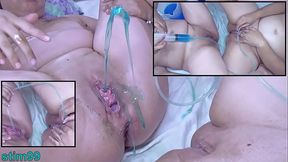 Mature MILF lesbians play with cervix and pee hole