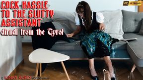 COCK HASSLE TO THE SLUTTY ASSISTANT - DIRNDL FROM TYROL by BONDAGE KINK - hogtied milf gets messy facials from a hard dick (4k)