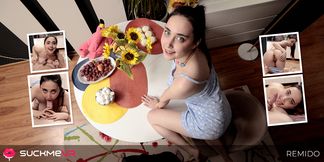New Juicy Brunette Remido Has Perfect Blowjob Eyes