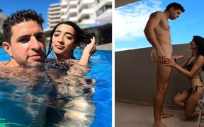 Argentinian slut is picked up from the swimming pool and fucked in her hotel room