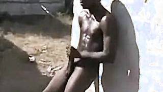 African Men Jerk Off Outdoors for Cash