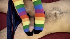 Rainbow Sockjobs Before Bedtime