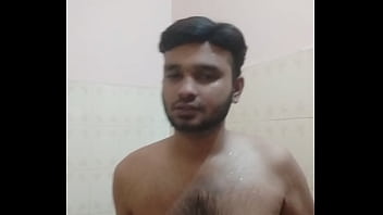 desi cute boy taking a nice bath