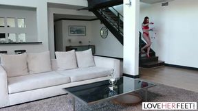 Stunning Redhead with Beautiful Feet Enjoys Intense Pleasure