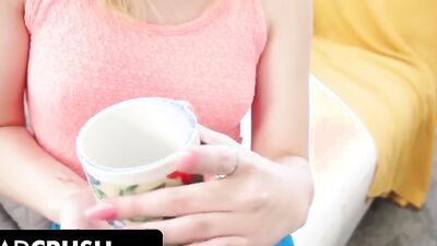 Dad Crush - Sexy Pale Blonde Rewards Stepdad With Passionate Blowjob And Swallows His Huge Load