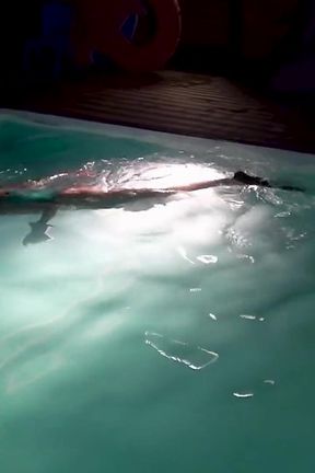 Night Swim in Latex Swimsuit &amp; Full Face Mask