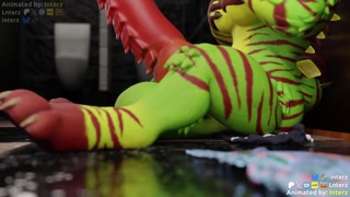 Green Dog Hyper Muscle Growth Animation