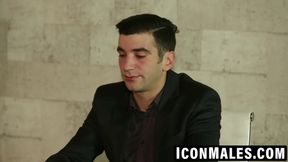 Vitorrio sinks onto Jay Johnson's long cut cock greedily