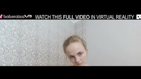 Solo brunette with big tits Lassie masturbates on the couch with a vibrator,in VR.