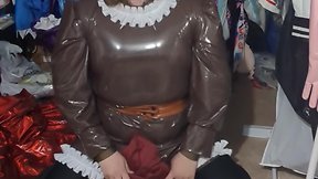 Pvc brown eevee sissy maid breathplay hump inflatable tail desperation