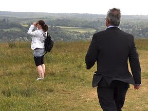 A bird watcher nabs a bird watcher