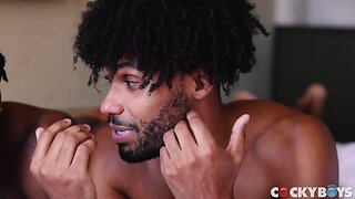 Interracial fun: ebony hunk ty santana takes tony genius big cock bareback for a cumshot-filled anal adventure!