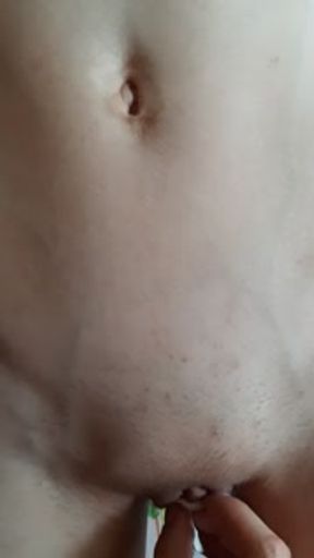 Brought to orgasm with chewing gum.