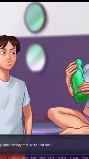 Summertime Saga, she gave him a handjob in the shower and cleaned him up.