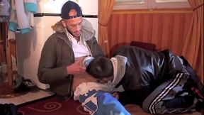 hot sneaker sex dominatio in the home entrance