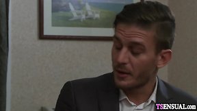 Sad transsexual with a hard prick anal fucks her best friend