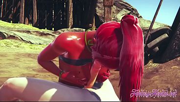 Busty Gerudo girl gets a creampie in the desert