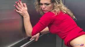 German Nymphomaniac MILF Get Risky Fuck by Stranger in Elevator