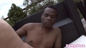 Curvy BBW interracially fucked outdoors