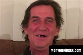 MenWorkinXXX.com - Average Joe with big belly masturbating solo on camera vigorously