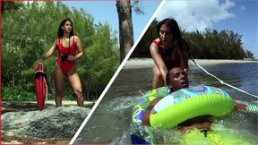 Hot - Latina Lifeguard Valerie Kay Rescues A Big Black Cock
