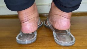 Stepmommy Plays with Her Flip Flops on Her Feet