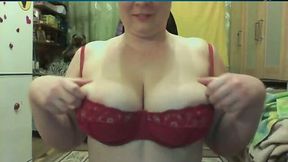 Juicy and sexy MILF playing with her boobies and soaking pussy