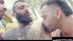 Burly Truckers Bring Muscle To His Knees