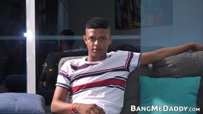 Smooth Latino twink Albert Nunez feeds daddy Ferdinand his cock and cum