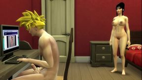 Stepmom Chi-Chi Catches Stepson Gohan Masturbating & Gets Fucked Hardcore