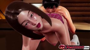 Sana, the Hot Korean Girl in Sexy Lingerie 3D Hentai - Intense Pussy Fingering, Anus Licking, and Stretching Anal with Close-Up Views, Desk Pussy Licking Ending in Squirt