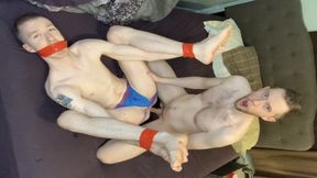 Lad Strapped and Ball-gagged Sans a condom Breeding