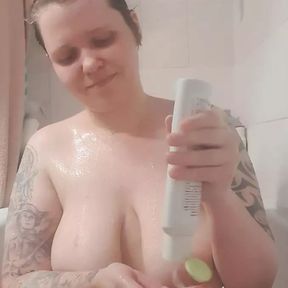 Sexy girl in the shower Hot big tits Hairy pussy