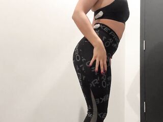 Trying on Hawt Nike Pro Leggings in Public Changing Room / large Booty