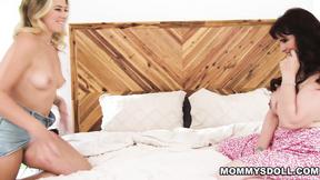 ”River Lynn realizes her naughty step mom Syren De Mer is watching her”