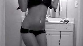 Black and white webcam striptease solo of my teeny GF