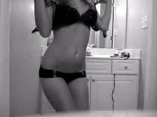 Black and white webcam striptease solo of my teeny GF