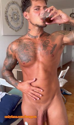 My Big Cock cums in a coffee Wanna drink it?