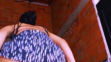 Nice ass brunette babe rides her BF's dick