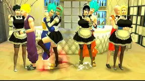 Saiyan Warriors Punish Naughty Dragon Ball Maid in Steamy Encounter