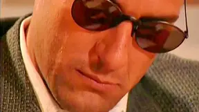 Elder gentleman becomes very horny when he saw cute blonde masturbating in the shower