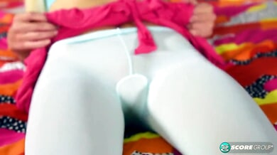 Blonde Naomi Woods showcases her small breasts during a solo casting session