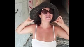 Hairy pussy milky busty MILF teases and gives a sloppy BJ