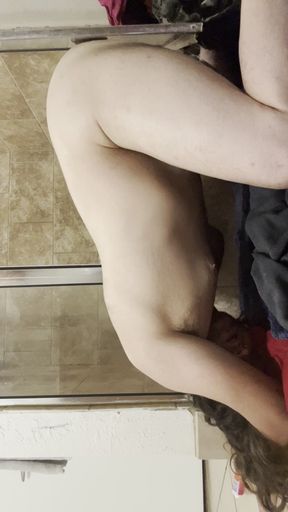 White Boi Bent Over on the Floor Using Big Dildo