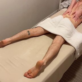 Construction worker gets deepest massage possible from a young masseur