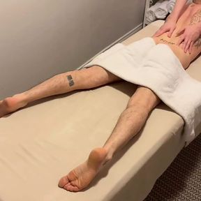 Construction worker gets deepest massage possible from a young masseur