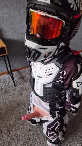 Horny Motocrosser Biker Pushes Himself to the Edge, Couldn't Help Himself, Finished 2 Times