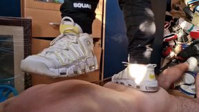 White Uptempo Trampling Gay Sneaker Fetish