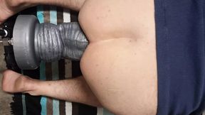 Str8 Aussie fucked by Hankeys XXL Horny Rhino Dildo on fucking machine - Session 02